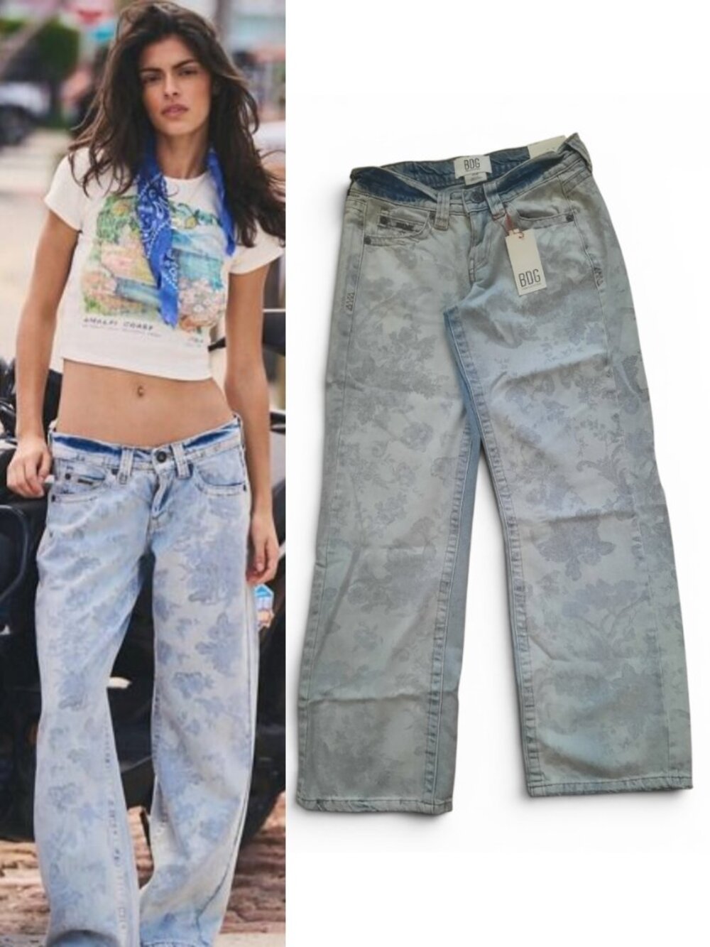 NWT BDG Kayla Printed Low-Rise Slouchy Jeans